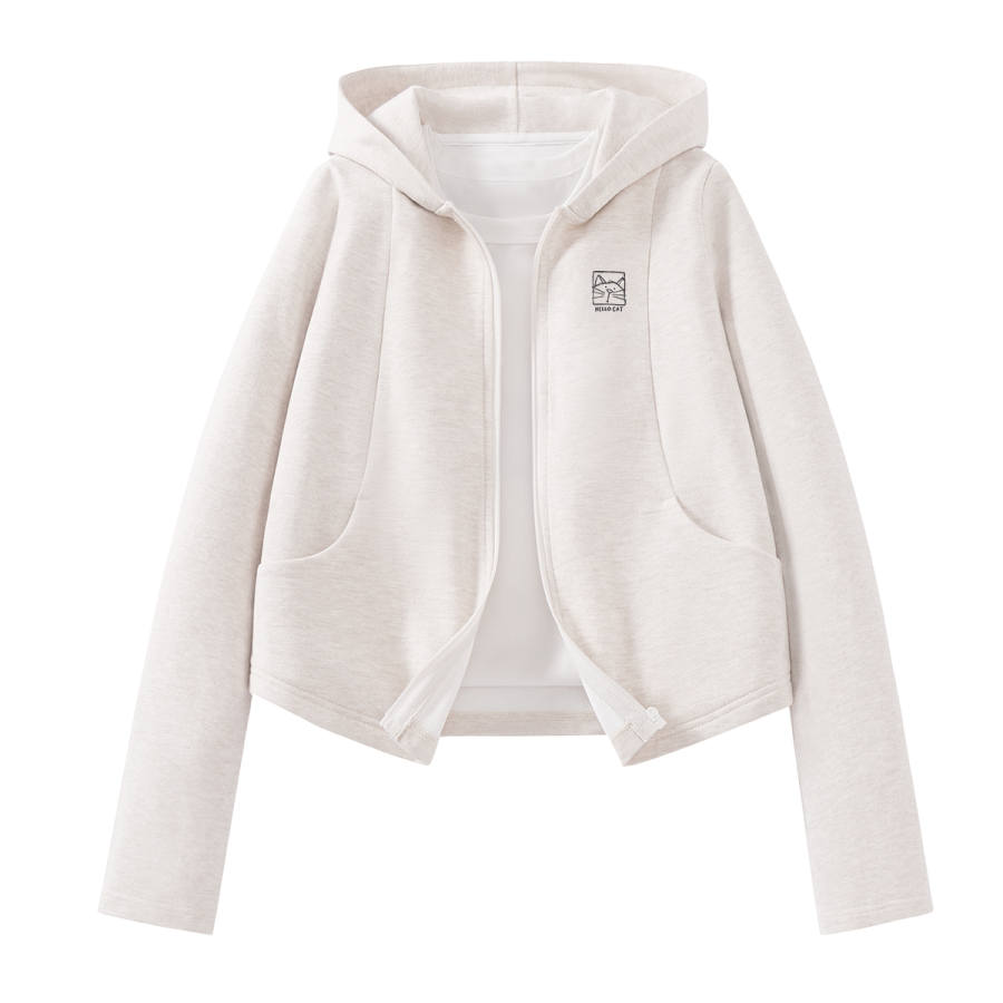 Tonlion Sweatshirts Women's Hooded Moderate Cardigan