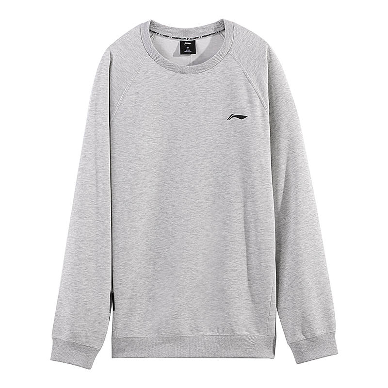 Li-Ning Li Ning Sweatshirts Unisex New Light Heather Gray Crew Neck Moderate