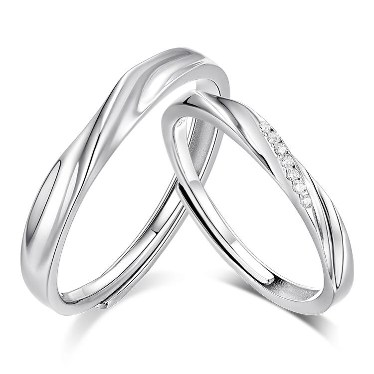 KADER 925 Sterling Silver Synthetic Cubic Zirconia Rings Unisex Silver white Gift Box