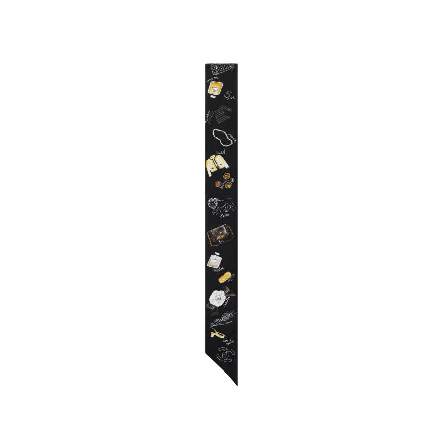 CHANEL Silk Scarves Women's Black