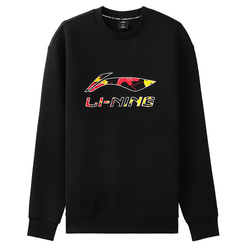 Li-Ning Li Ning Sweatshirts Unisex Black Crew Neck Moderate Regular