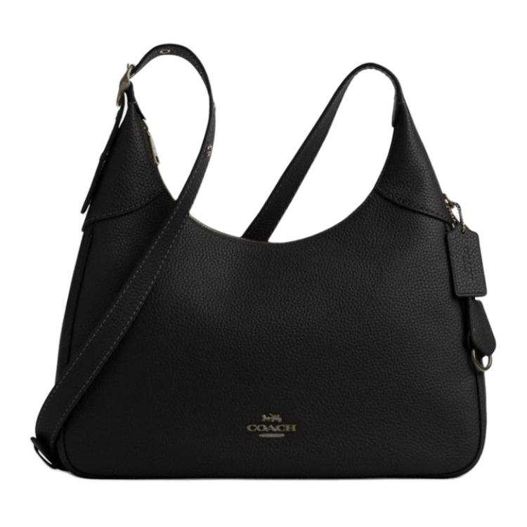 COACH Ella Cow Leather Underarm Shoulder Bag Large Women's Black