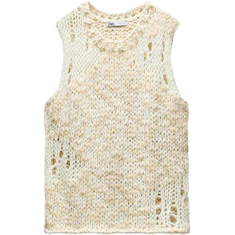 ZARA Tank Tops Women's Cream Crew Neck Other