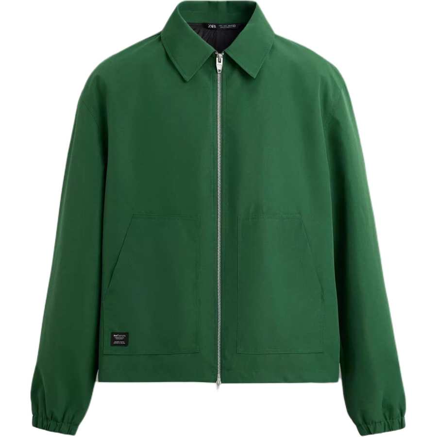 ZARA Puffer Jackets Men's Green Lapel Moderate Other