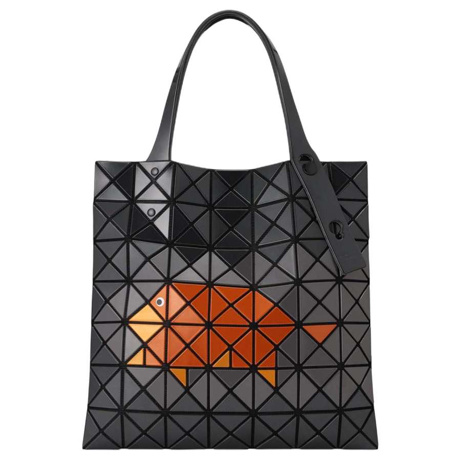 ISSEY MIYAKE Polyvinyl Chloride Tote Bag, Shopping Bag, Handbag Women's Black & Orange