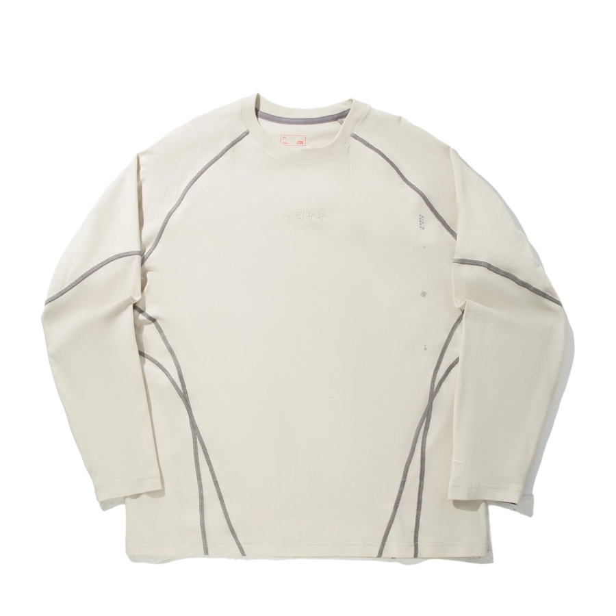 Li-Ning Li Ning T Shirts Unisex Birch Apricot Crew Neck Moderate Straight Fit