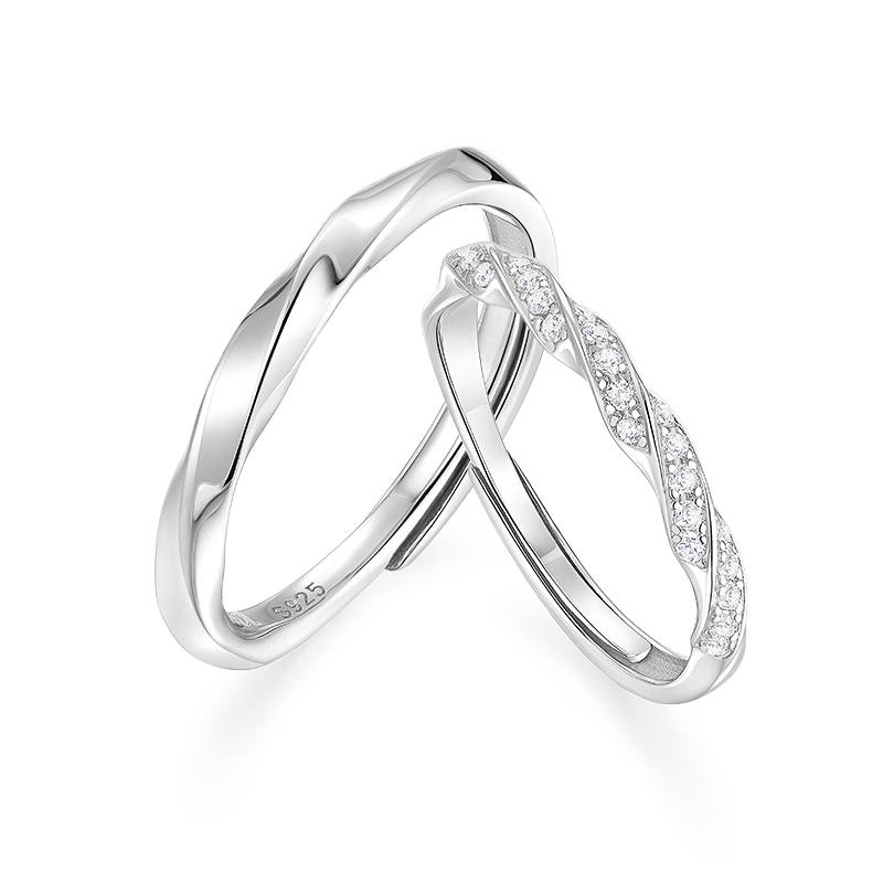 KADER KADER 925 Silver Zircon Rings Unisex Silver White Style