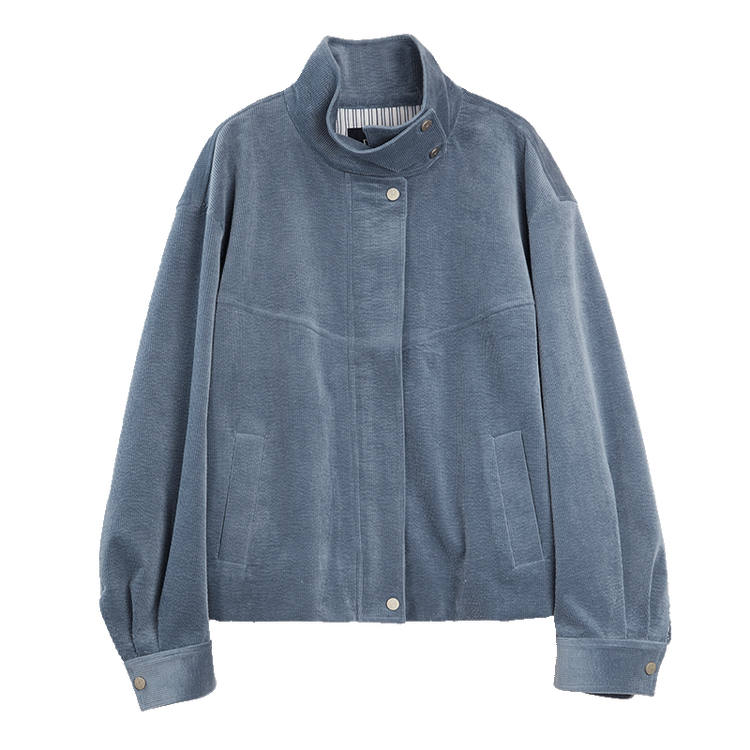 ELLE Jackets Women's Gray Blue Stand Collar Moderate Other