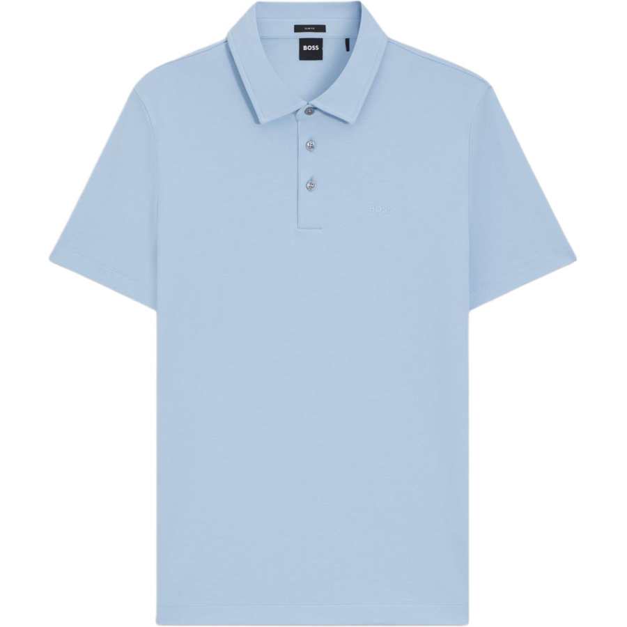 HUGO BOSS Polo Shirts Men's Light Blue Polo Collar Moderate