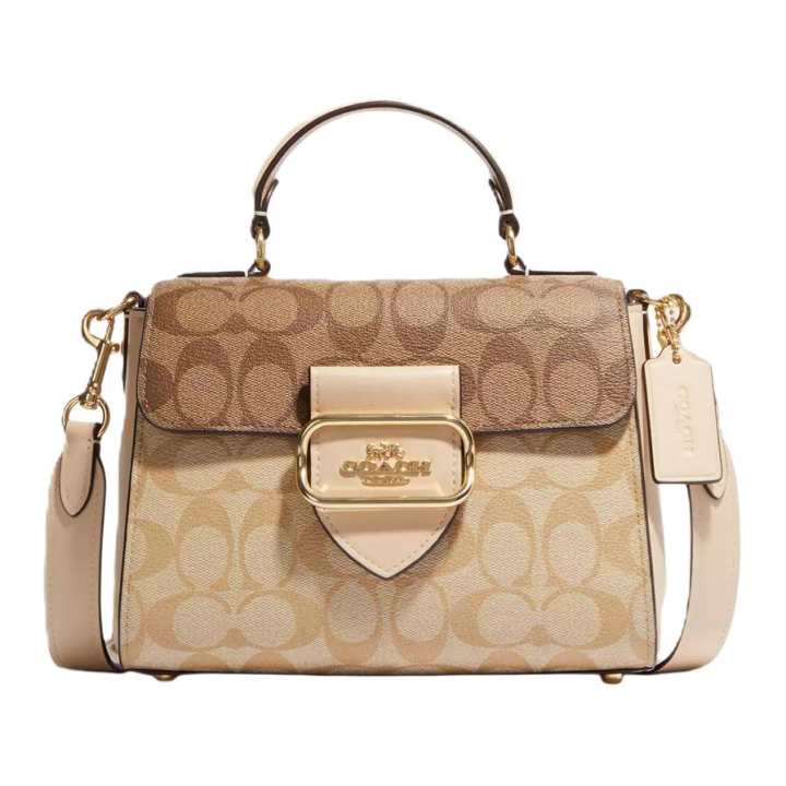 COACH COACH Morgan 21 Top Handle Satchel In Blocked Signature Canvas