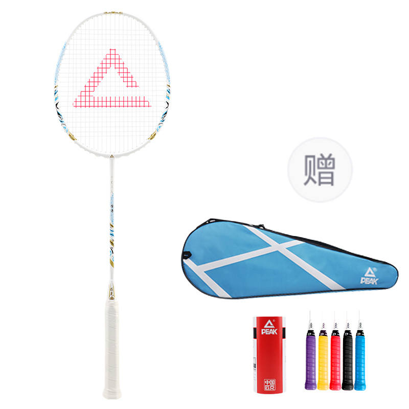 PEAK Full Carbon Badminton Rackets Control Type All around Defense Entry level Unisex 5U/G5 Cyan