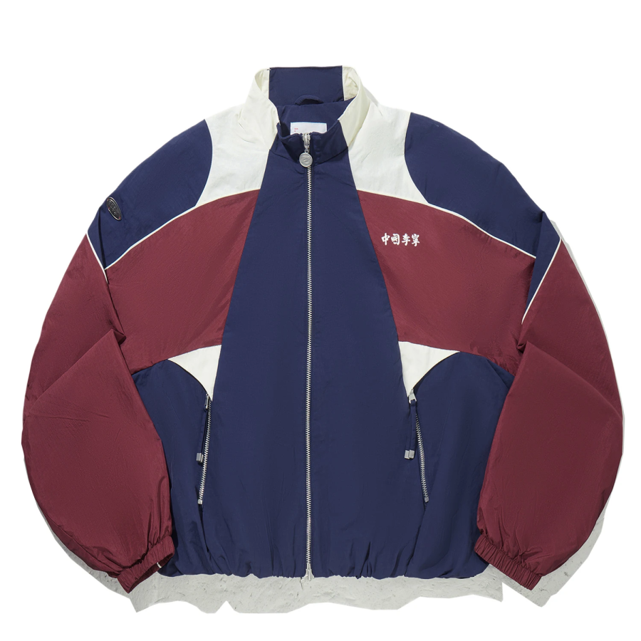 Li-Ning Li Ning Trench Coats Women's Deep Navy Blue/Rich Wine Red/Mother Of Pearl White Stand Collar Moderate