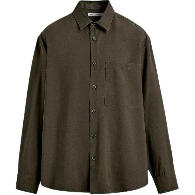 ZARA ZARA Shirts Men's Khaki Lapel Moderate