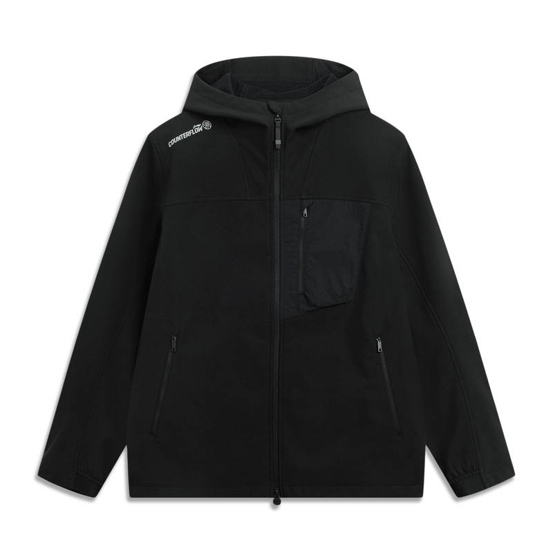 Li-Ning Li Ning Outdoor CF Tracing, Fleece Lined Thermal Reflective Water Repellent Loose Fit Coat Soft Shell Jacket Men's