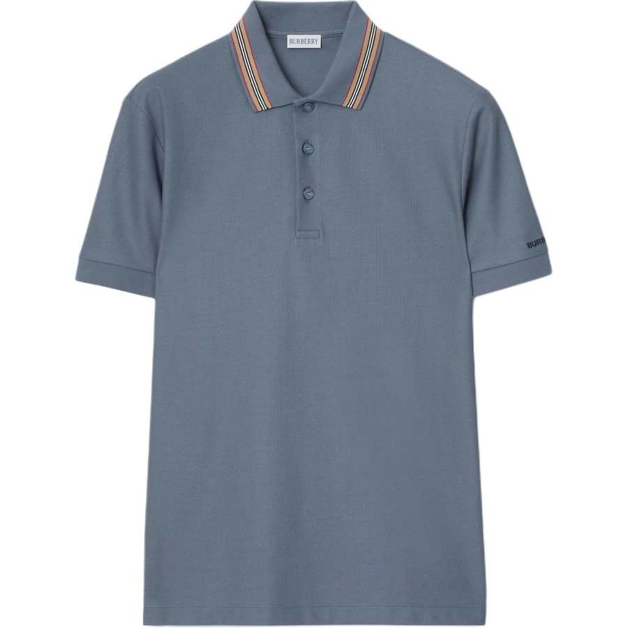 Burberry Polo Shirts Men's Carbon Blue Polo Collar Moderate Straight Fit