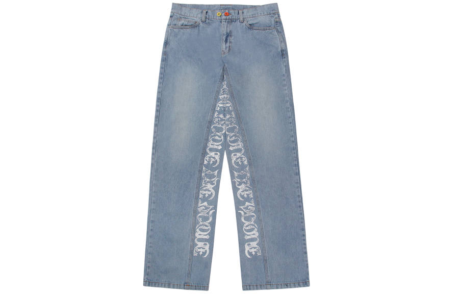 VLONE Jeans Unisex Blue White Moderate Straight Fit Pants