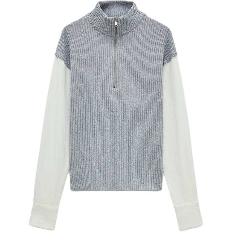 ZARA T Shirts Women's Zebra Print Gray Stand Collar