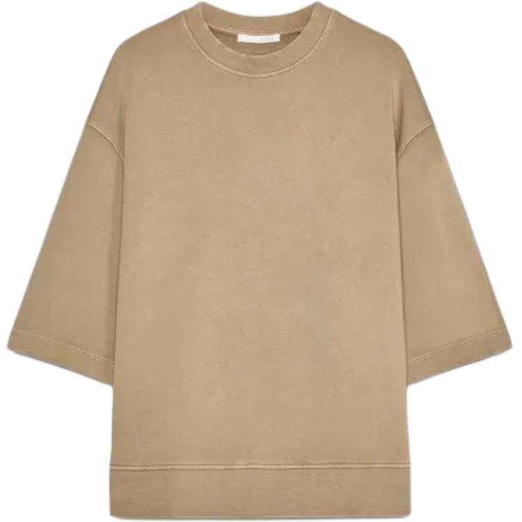 ZARA T Shirts Women's Khaki Crew Neck