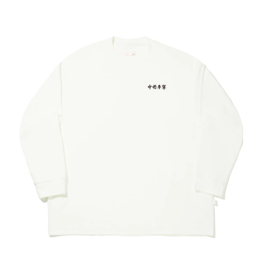 Li-Ning Li Ning T Shirts Unisex Ivory Crew Neck Moderate Straight Fit