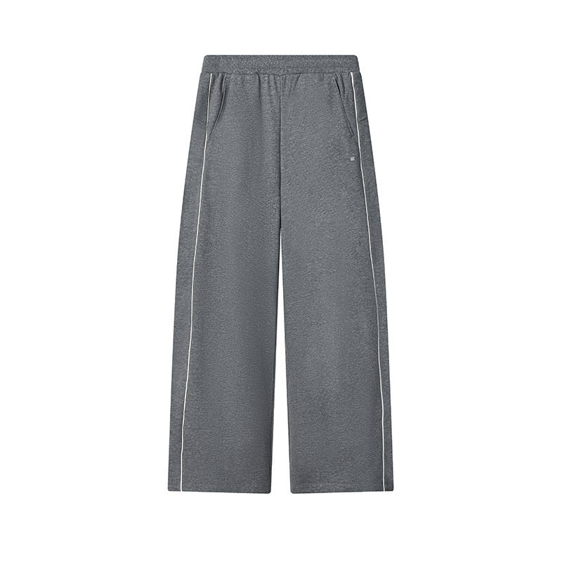 FILA WHITE Everyday Versatile Soft And Comfortable Fleece Lined Knitted Fabric Straight Fit Casual Pants Women's