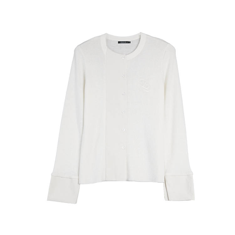 ELLE Knitwear Women's Crew Neck Moderate Cardigan