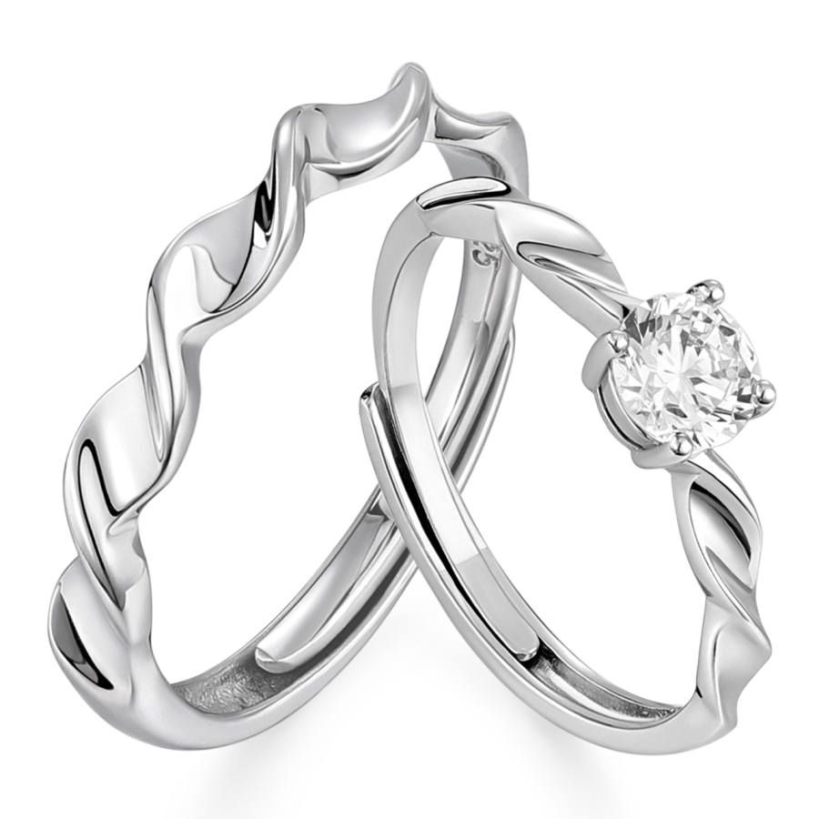 KADER 925 Sterling Silver Synthetic Cubic Zirconia Rings Unisex Silver White