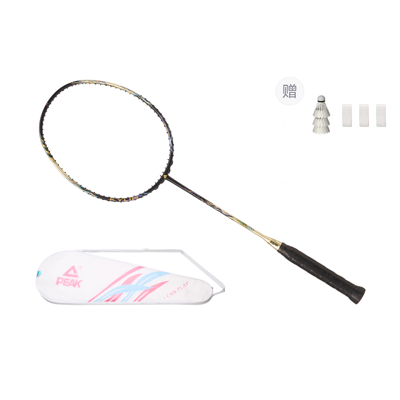PEAK China Chic Qilin Full Carbon Badminton Rackets Control Type All around Defense Entry level 675mm 5UG5 Black Gold