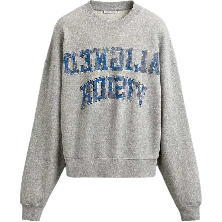 ZARA Sweatshirts Men's Zebra Print Gray Crew Neck Moderate