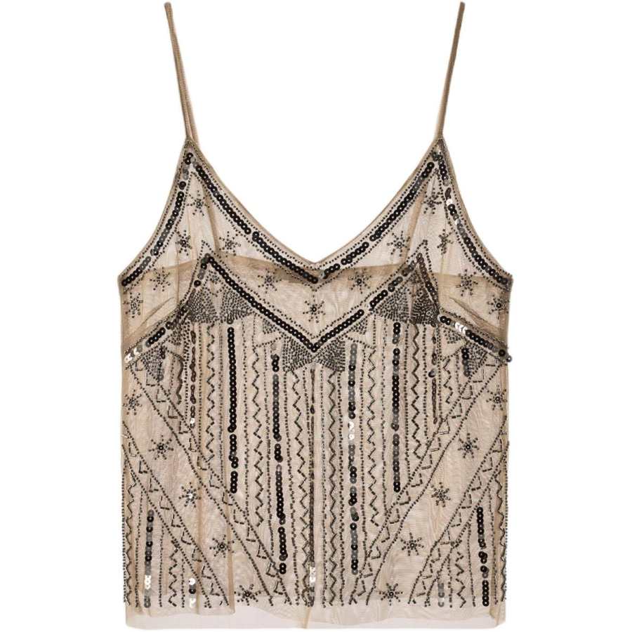 ZARA Camisoles Women's Gold V Neck Moderate Other
