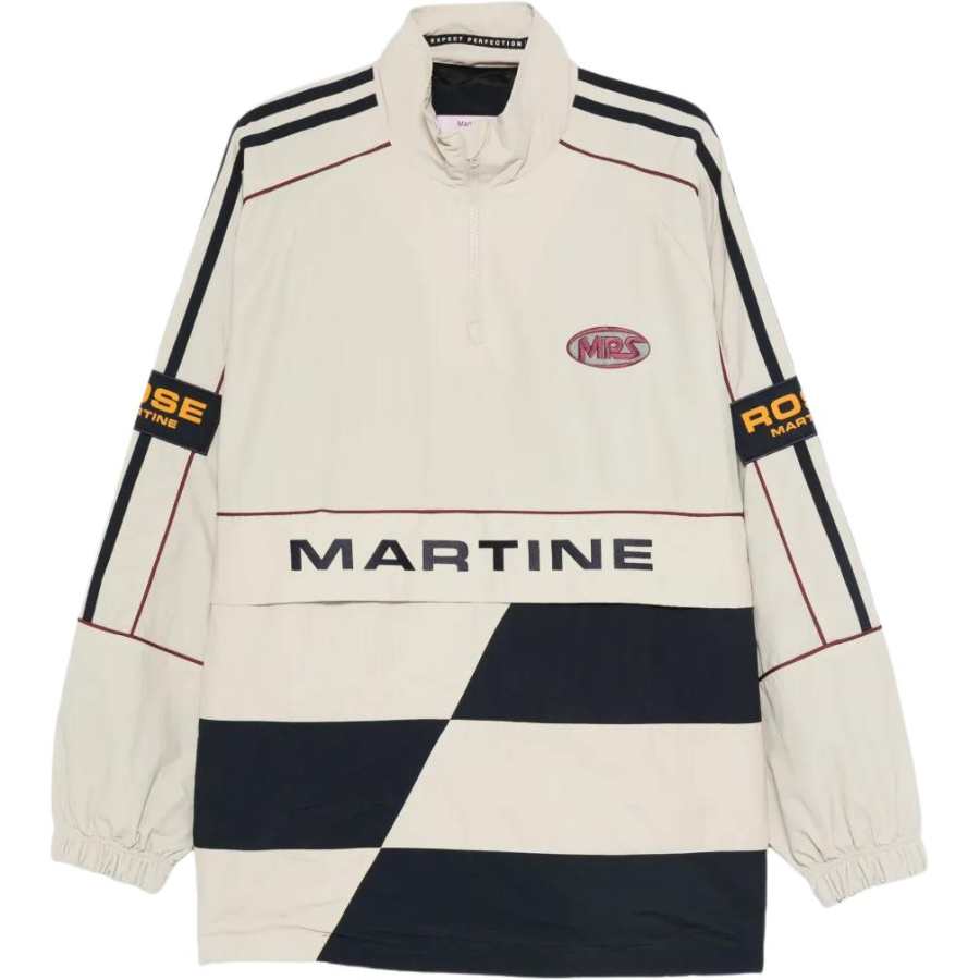 Martine Rose panelled logo-emblem half-zip sweater