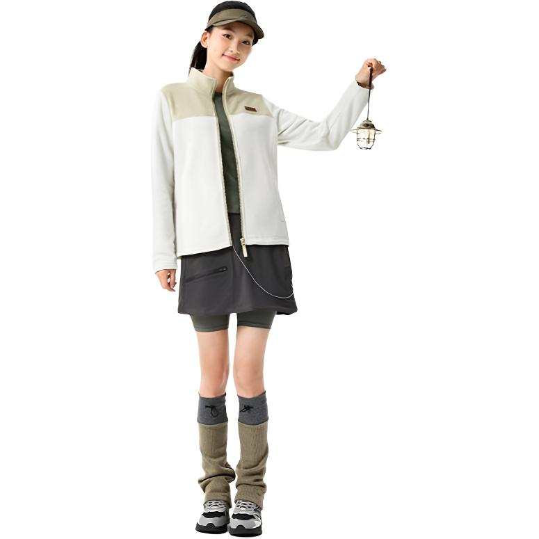 361° Velvet Jackets Women's Light Apricot Mountain Tea/Light Khaki Green Stand Collar Moderate