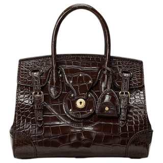 Ralph Lauren Collection Crocodile Leather One Shoulder Handbag Women's Burgundy