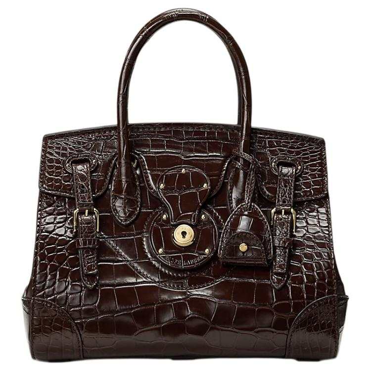 Ralph Lauren Collection Crocodile Leather One Shoulder Handbag Women's Burgundy