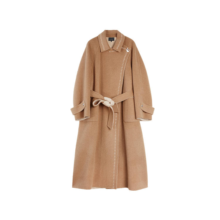 ELLE Coats Women's Khaki Lapel Moderate Straight Fit