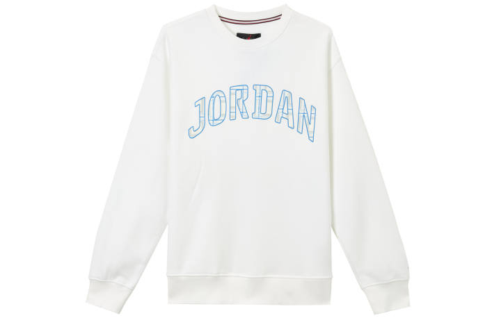 Jordan Jordan ESSENTIALS Letter Print Design Fleece Lined Crew Neck Sports Long Sleeved Sweatshirt Men's White