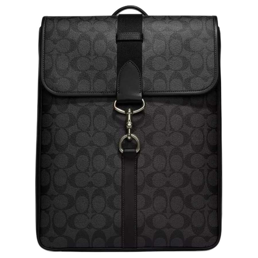 COACH COACH Canvas With Leather Laptop Bag Backpack Large Men's Black