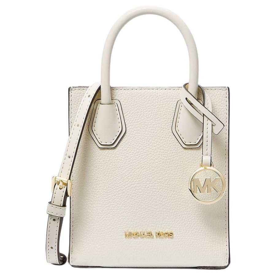 MICHAEL KORS Mercer Cow Leather Handbag Mini Women's Light Cream
