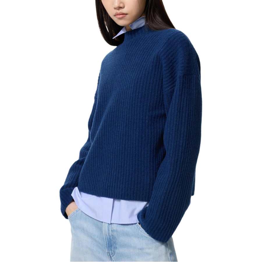 UNIQLO Knitwear Women's Dark Blue Half Turtleneck Moderate