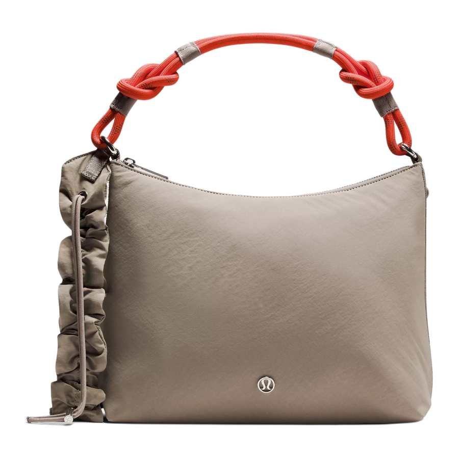 Lululemon Convertible Nylon Crossbody Handbag Women's Warm Gray & Sunrise Orange