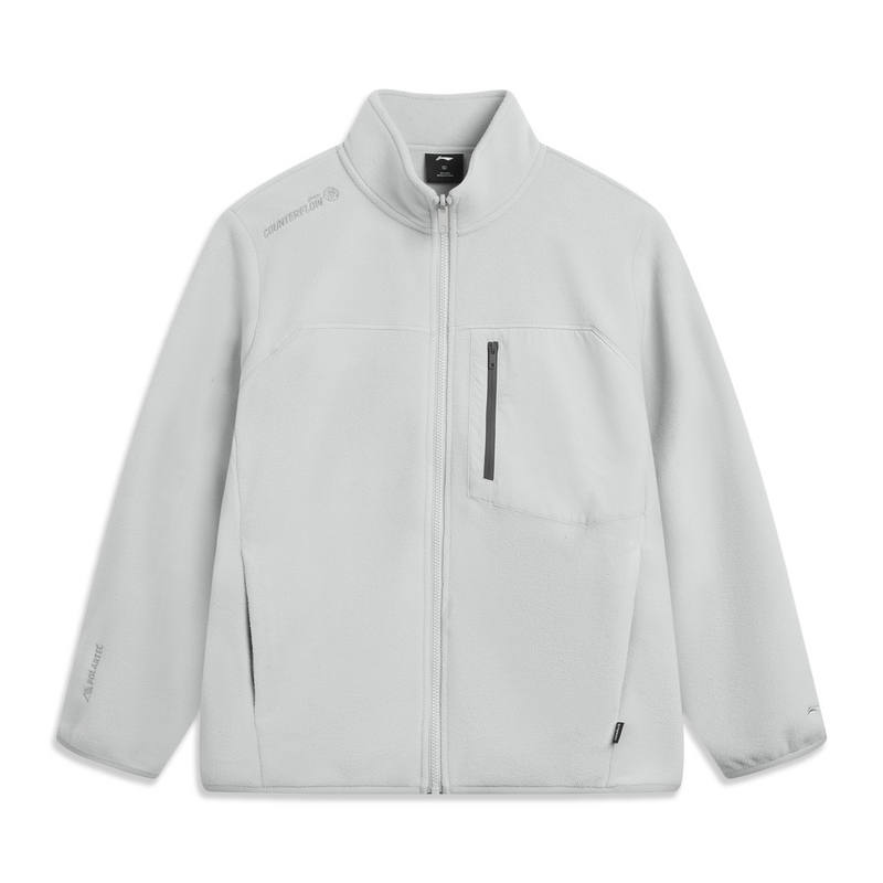 Li-Ning Li Ning Velvet Jackets Men's Crystal Gray Stand Collar Thickened