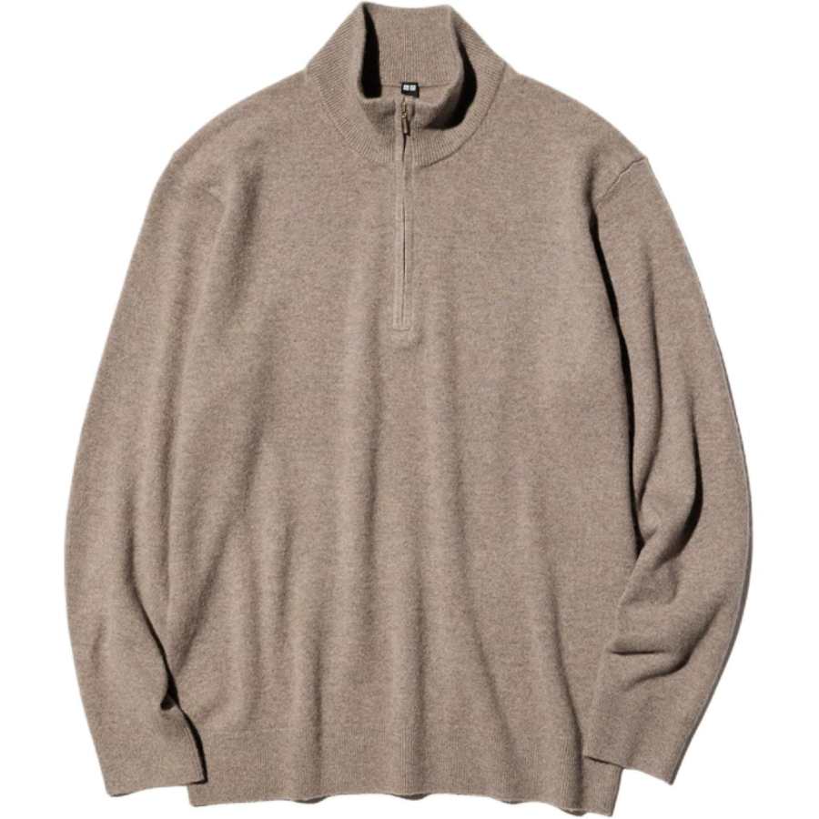 UNIQLO Cashmere Sweaters Men's Light Umber Stand Collar Moderate