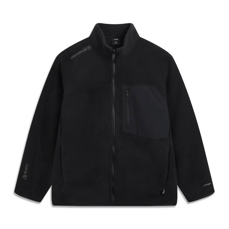 Li-Ning Li Ning Velvet Jackets Men's Black Stand Collar Thickened