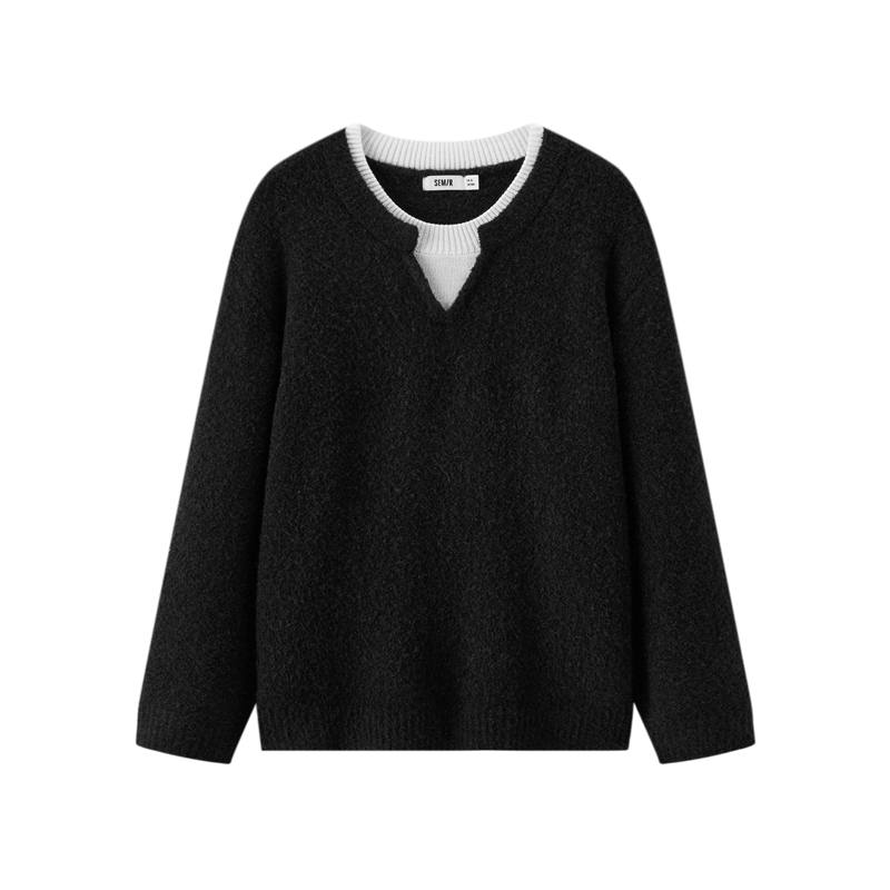 Semir Knitwear Men's V Neck Moderate Mock Two Piece