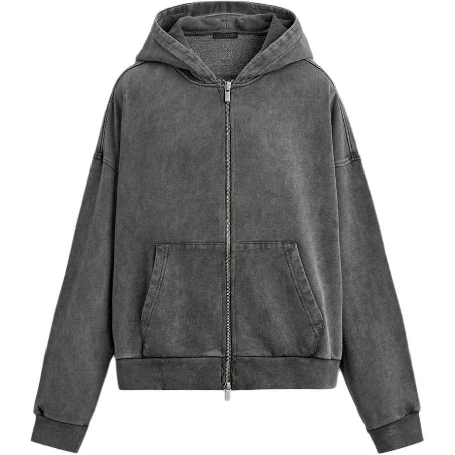 ZARA Sweatshirts Men's Light Gray Hooded Non Detachable Moderate