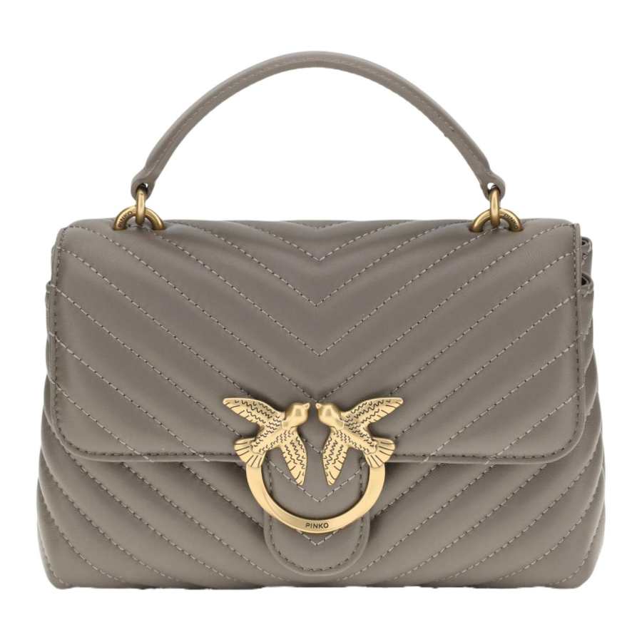 PINKO PINKO LOVE Calfskin One Shoulder Handbag Mini Women's Gray