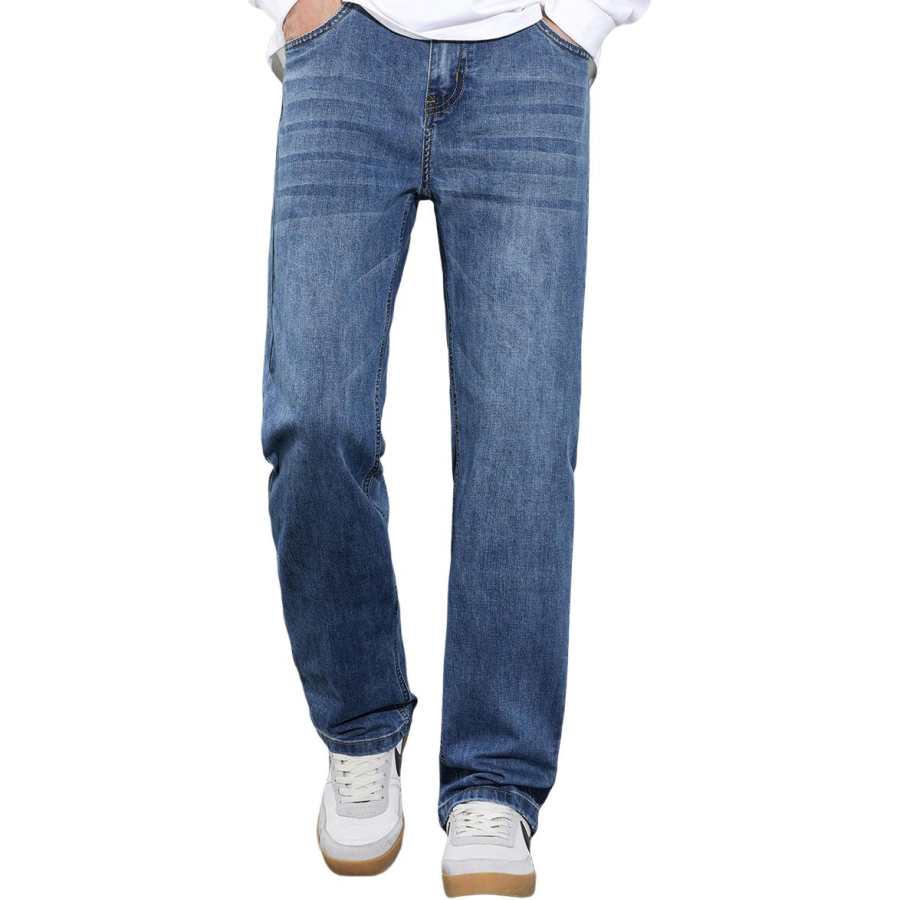 BALENO Jeans Men's Nostalgic Blue Moderate Straight Fit Pants