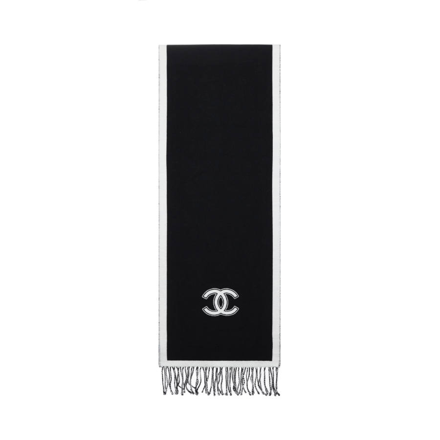 CHANEL CHANEL Wool Knit Scarves Unisex Black