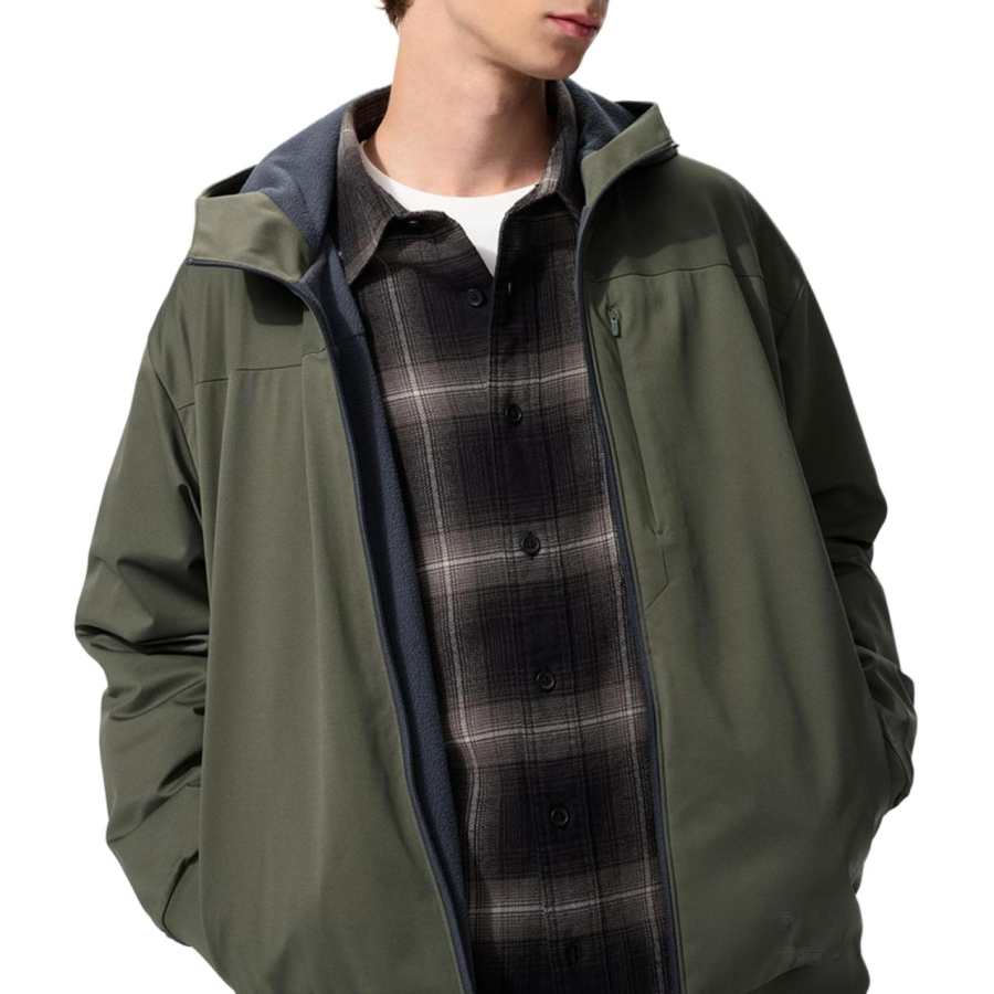 UNIQLO Jackets Men's Dark Olive Hooded Moderate Other
