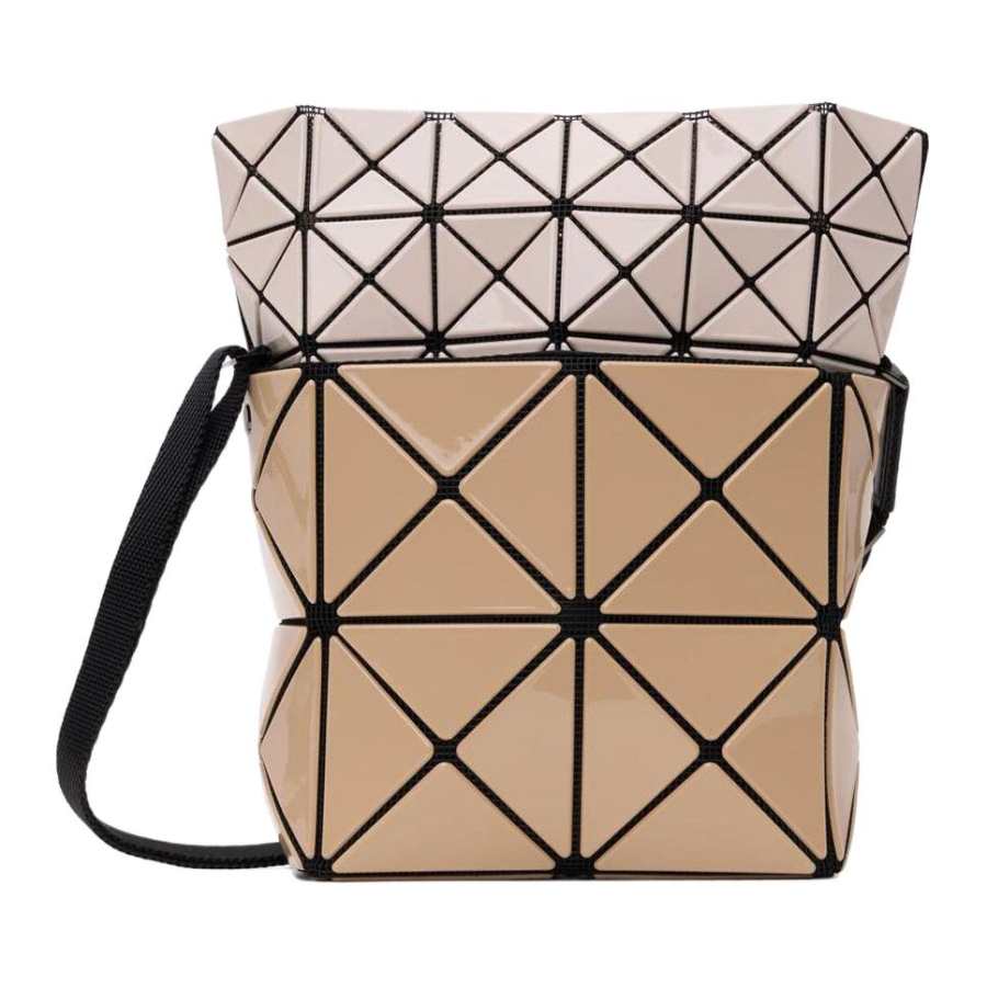 ISSEY MIYAKE Lucent Nest Artificial Leather Shoulder Bag, Crossbody Bag Women's Camel Beige