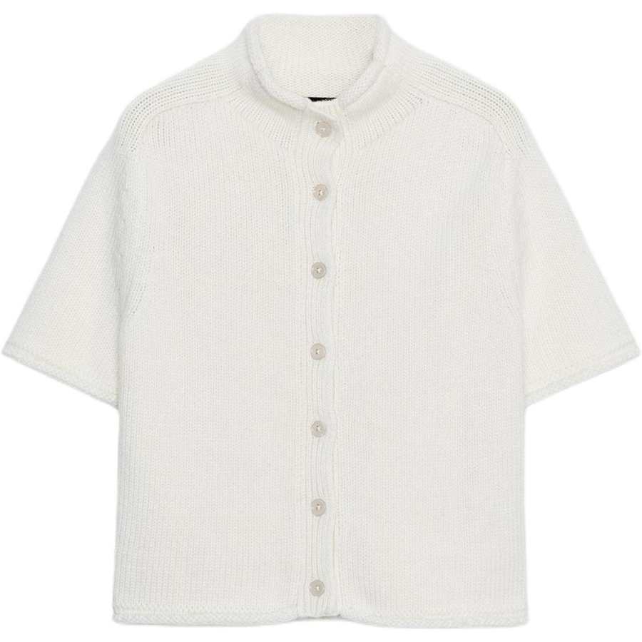 ZARA Knitwear Women's White Stand Collar Moderate Cardigan